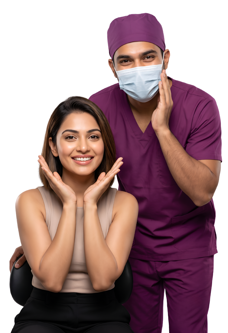 Happy patient with the doctor after her assessment