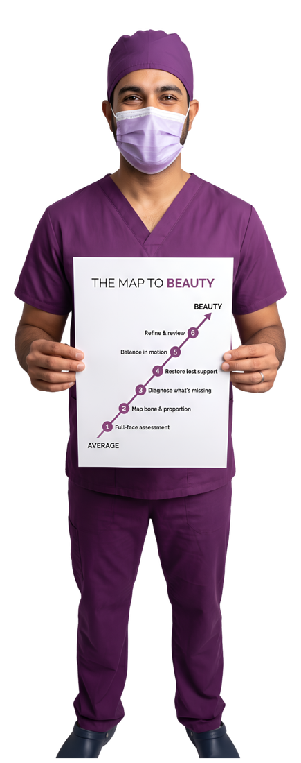 Doctor holding the map from average to beauty